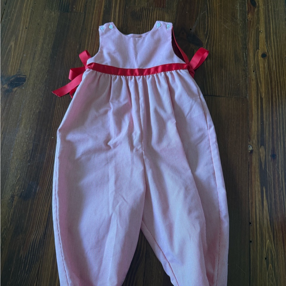 Lullaby Set Baby Girls Romper with Red Ribbon Detail